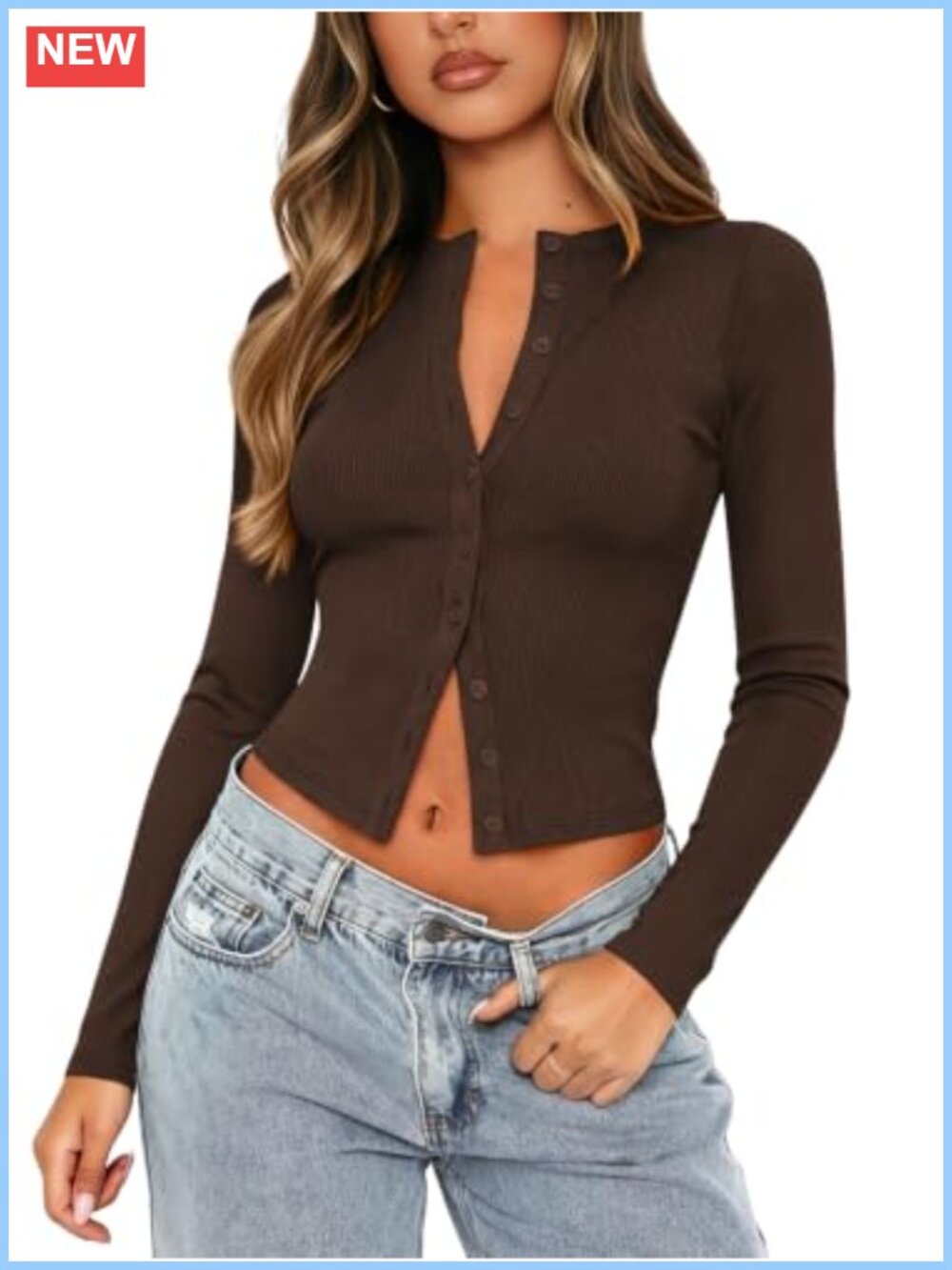 Ribbed Button Down Shirt Long Sleeve Slim Fit Cardigan